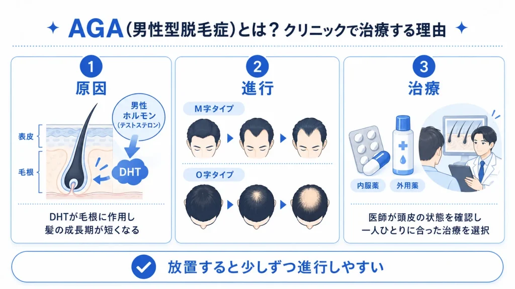 AGA(男性型脱毛症)とは？クリニックで治療する理由