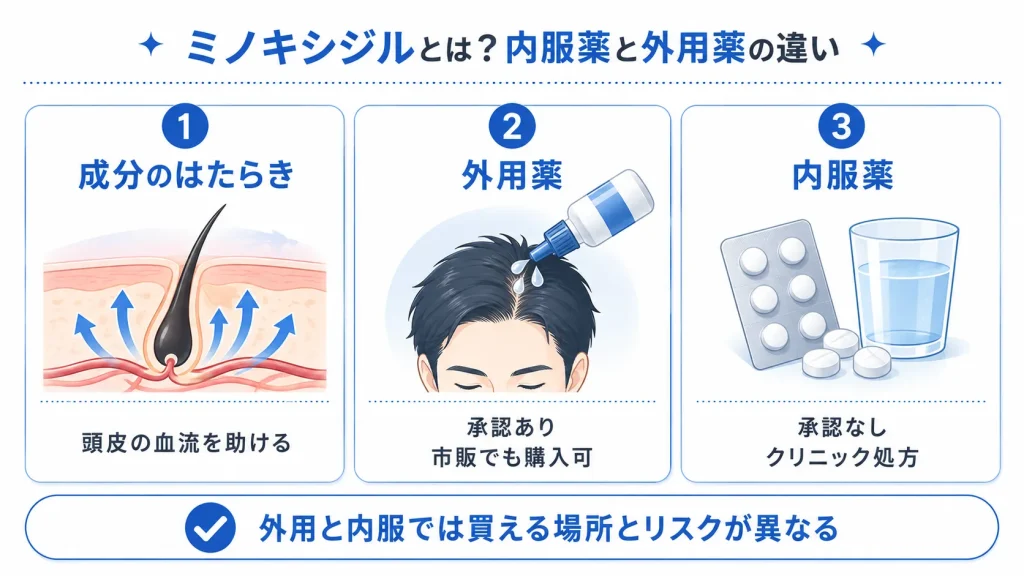 ミノキシジルとは？内服薬と外用薬の違い