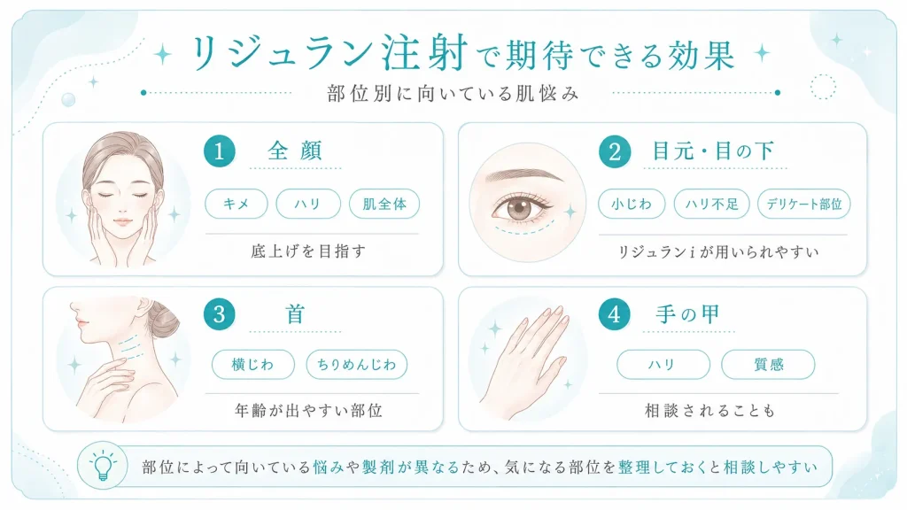 リジュラン注射で部位別に期待できる変化